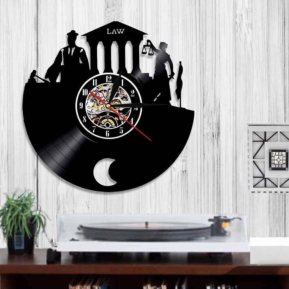 Alarm Clocks Law Firm Wall Art Decor Clock Scale Of Justice And Gavel Vinyl Record Wall Clock