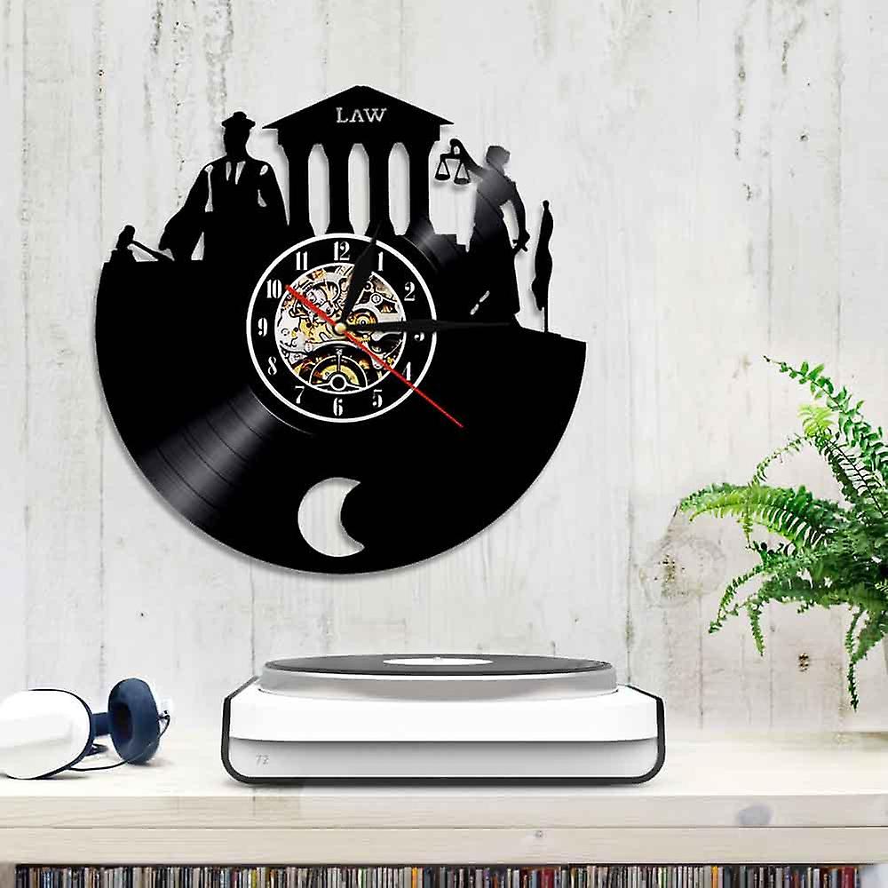 Alarm Clocks Law Firm Wall Art Decor Clock Scale Of Justice And Gavel Vinyl Record Wall Clock