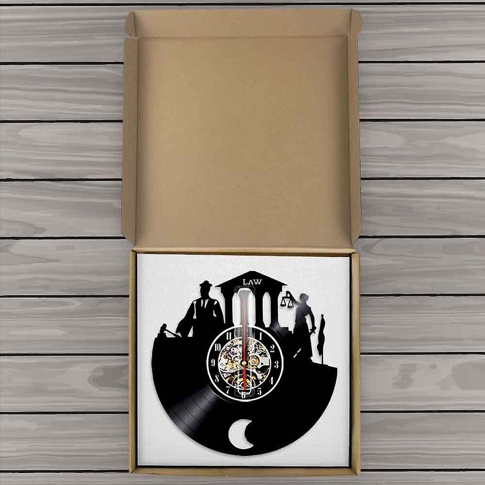 Alarm Clocks Law Firm Wall Art Decor Clock Scale Of Justice And Gavel Vinyl Record Wall Clock