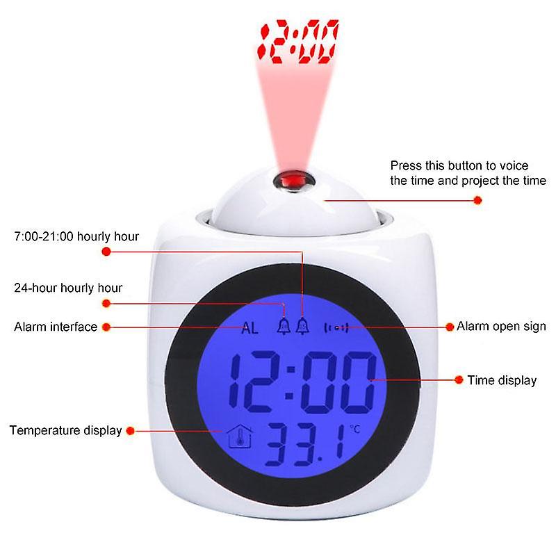 Alarm Clocks Home Projection Digital Weather LCD Snooze Clock Bell Alarm Display Backlight LED Projector Home