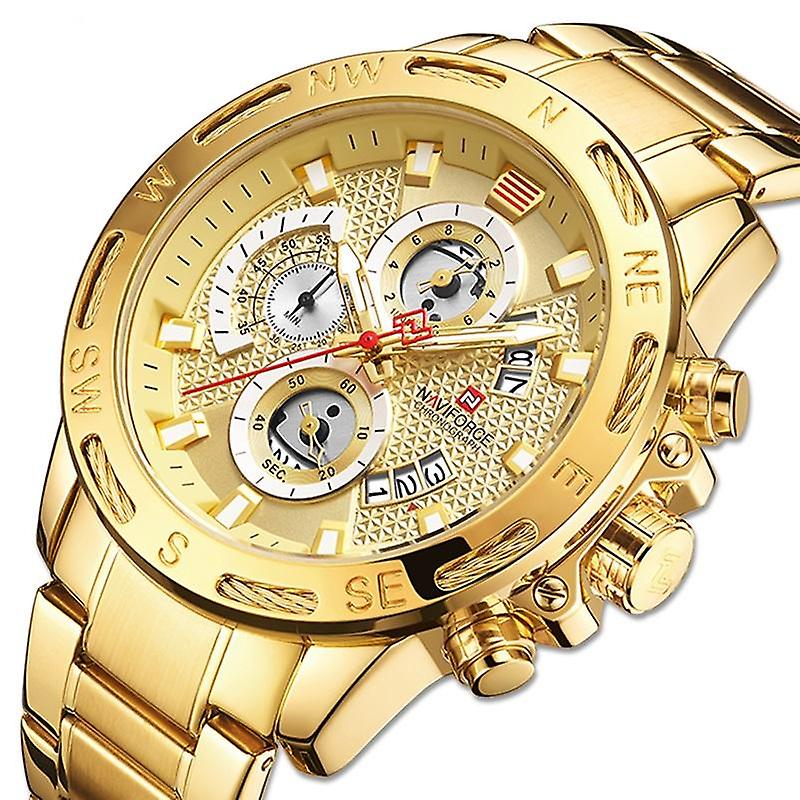 Alarm Clocks Mens Watches Sport Waterproof Stainless Steel Luxury Gold Watch Date Clock