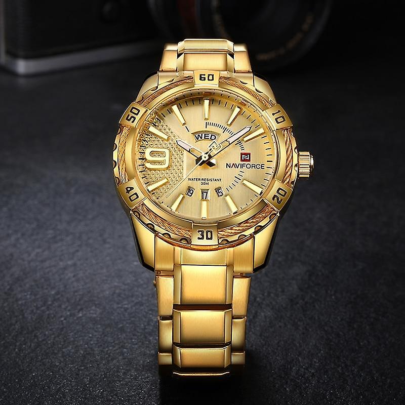 Alarm Clocks Luxury Brand Men Gold Watches Men's Waterproof Stainless Steel Quartz Watch Male Clock Watch