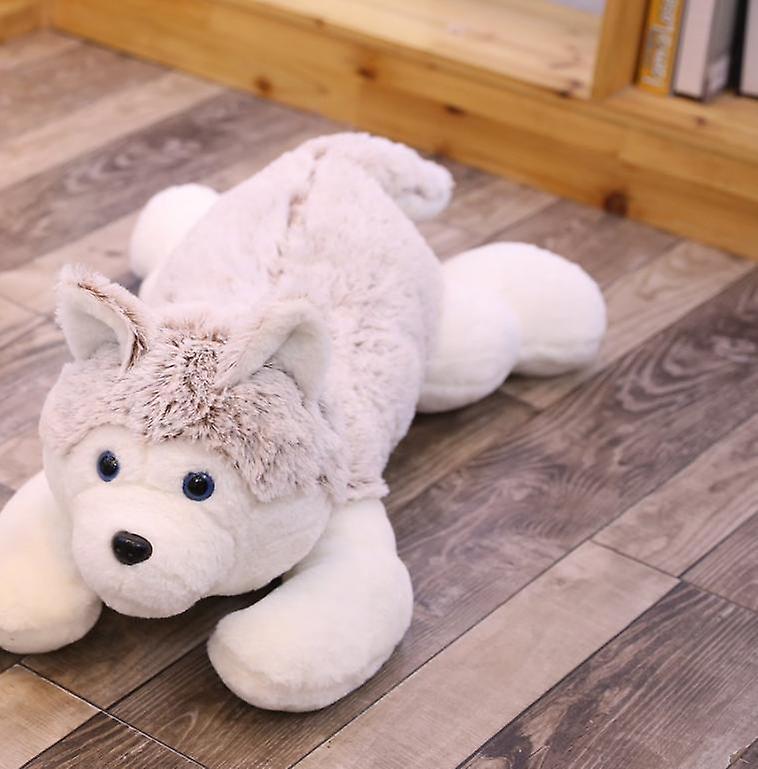 Baby Gift Sets 60cm Real Life Husky Dog Plush Toys Soft Stuffed Dog Pillow Animal Toys Light Grey