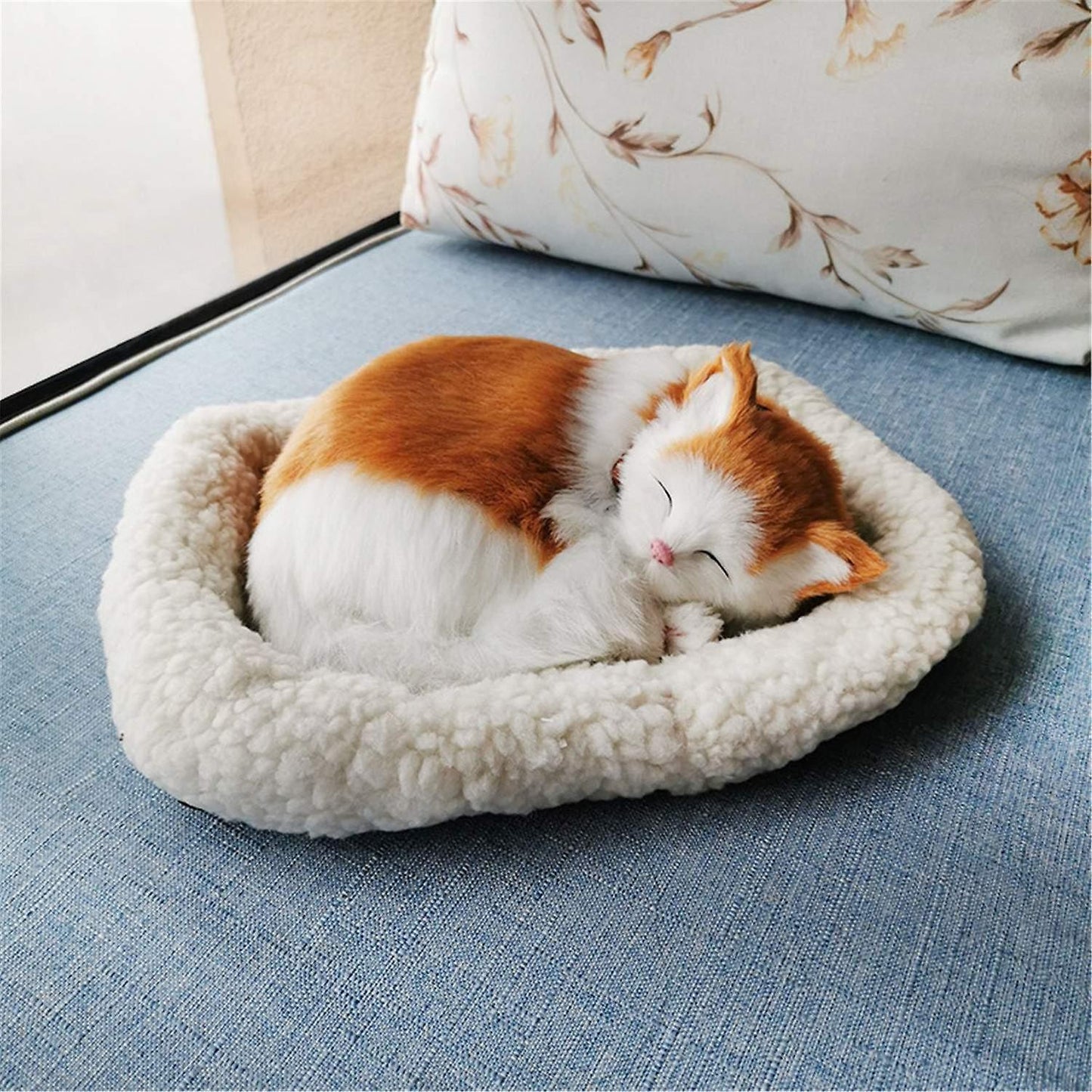 Baby Gift Sets Realistic Sleeping Plush Toy Breathing Cat Furry Dog Stuffed Toy With Mat Animals Decor