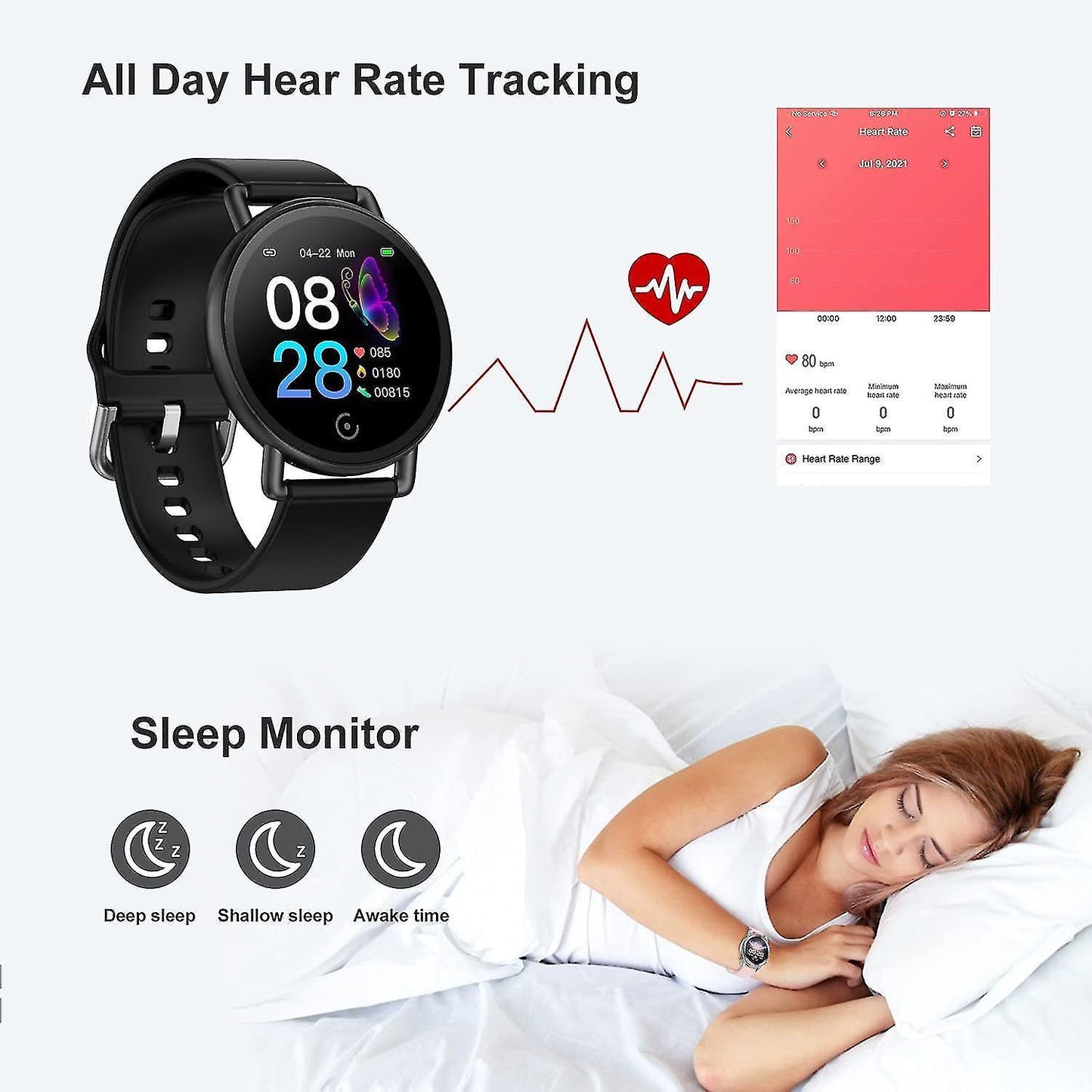 Activity Monitors Smart Watch Chronus G22 1.3-inch Health Heart Rate Monitor Fitness Tracker IP67 Waterproof