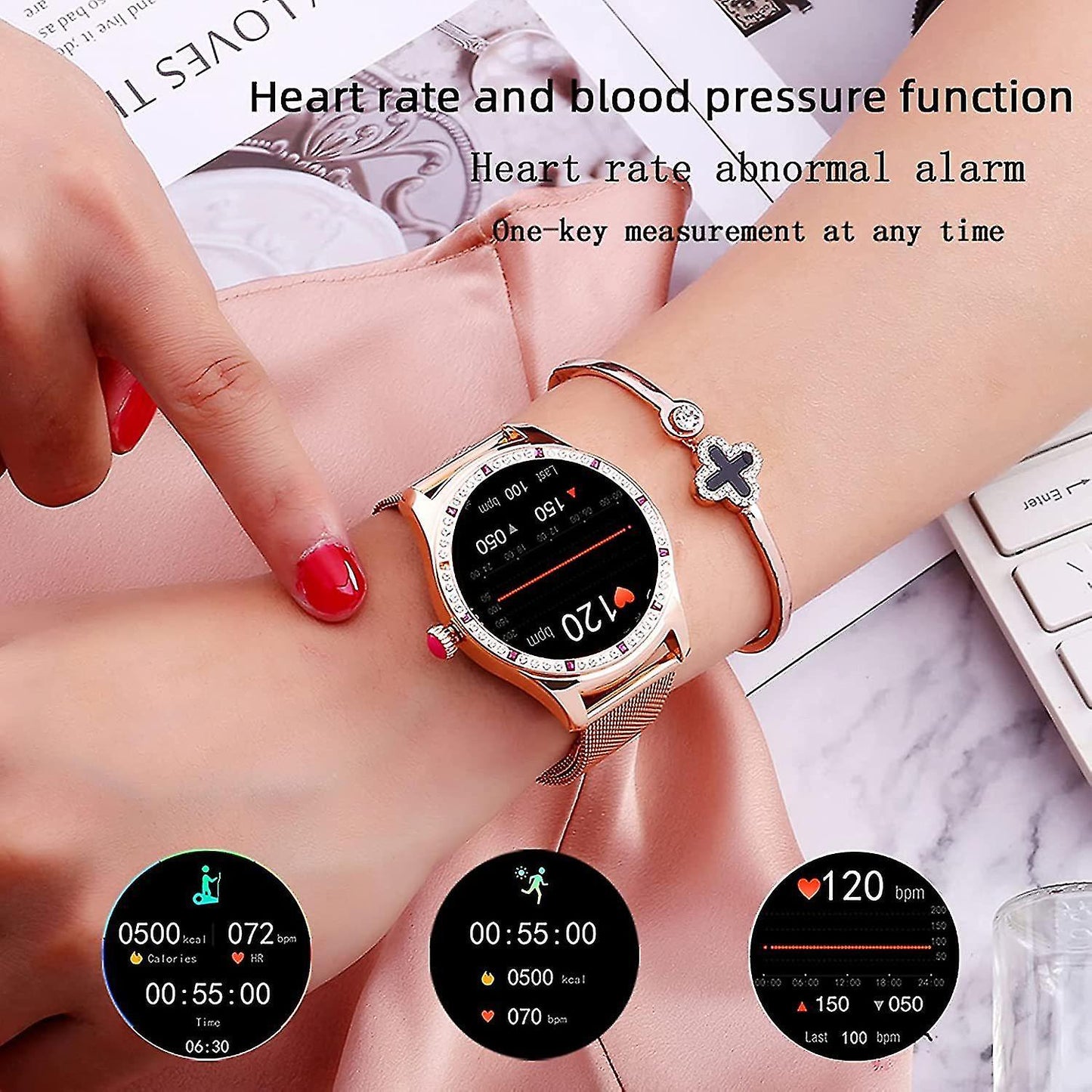 Activity Monitors Smart Watch for Women Bluetooth Calls Waterproof IP67 for Android IOS