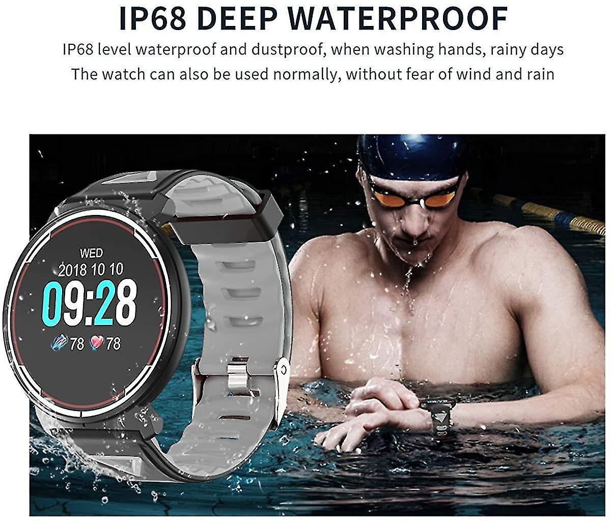 Activity Monitors Smart Watch Android iOS Heart Rate Blood Pressure Fitness Tracker IP68 Waterproof Calorie Counter