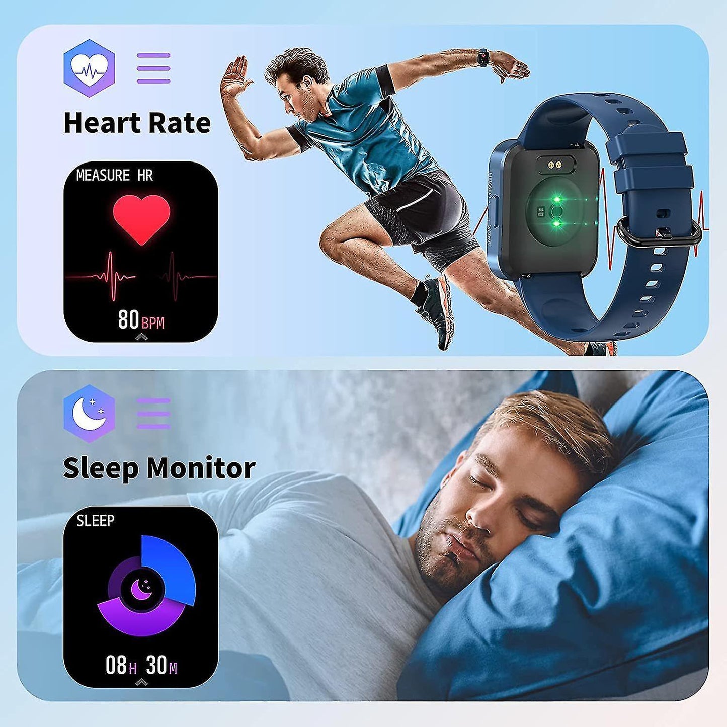 Activity Monitors Smart Watch Fitness Tracker WristWatch with Blood Pressure Measurement Heart Rate Monitor Sleep