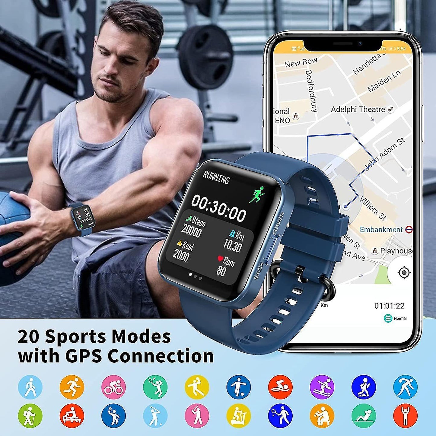 Activity Monitors Smart Watch Fitness Tracker WristWatch with Blood Pressure Measurement Heart Rate Monitor Sleep