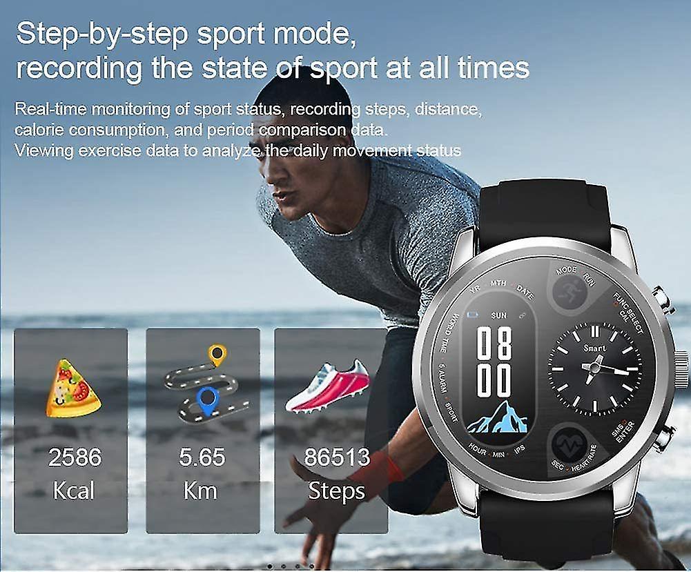 Activity Monitors Chronus Smart Watch Dual Time Zone Sports Men'S Waterproof Smart Watch Heart Rate Bluetooth Activity