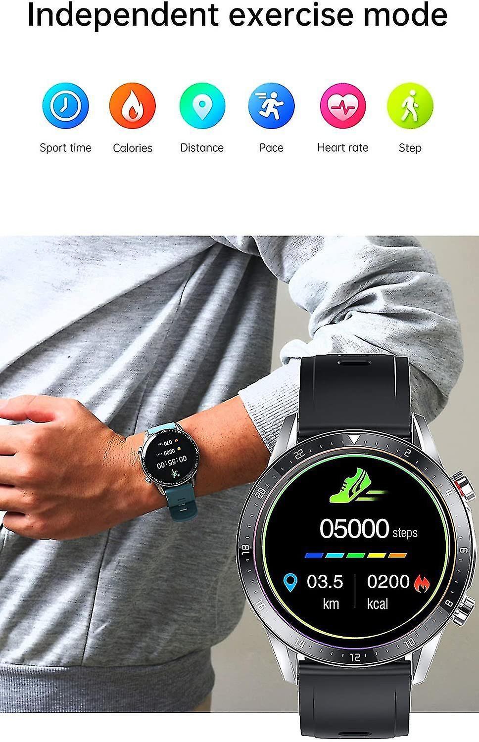 Activity Monitors Chronus Connected Watch Smart Watch Man IP68 Waterproof Connected Bracelet Cardio Pedometer silver