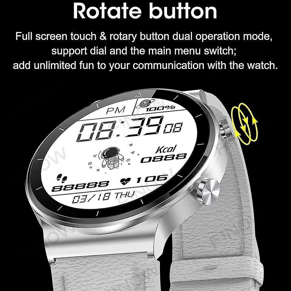 Activity Monitors Smart Watch Wireless Charging Rotary Knob BT Call 1.3 Inch 360 * 360 Smart Watch Men black