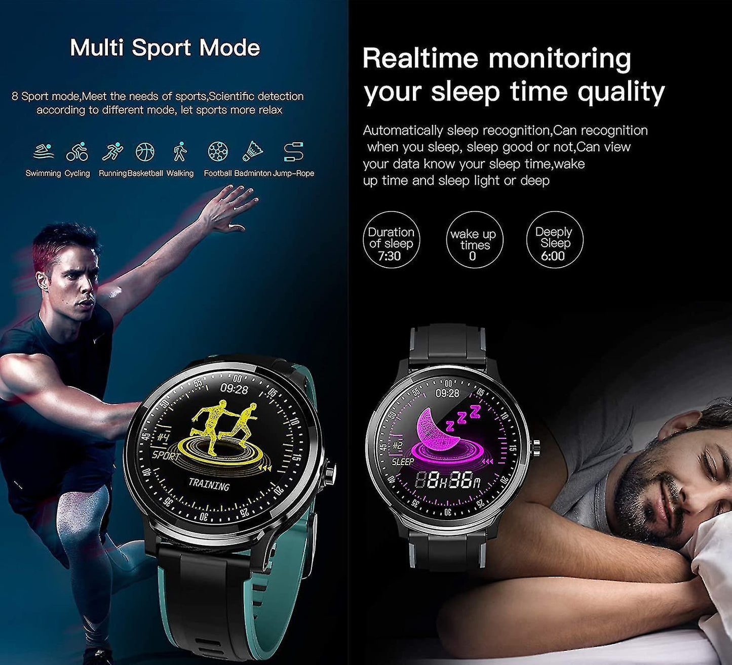 Activity Monitors Smart Watch IP68 waterproof Touchscreen 8 sports GPS for Android iOS