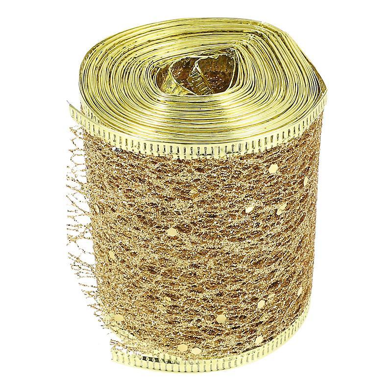 0.02X6.3X600CM Golden Ribbons & Trim 1 Roll Of Colored Glitter Mesh Ribbon Packaging Ribbon Delicate