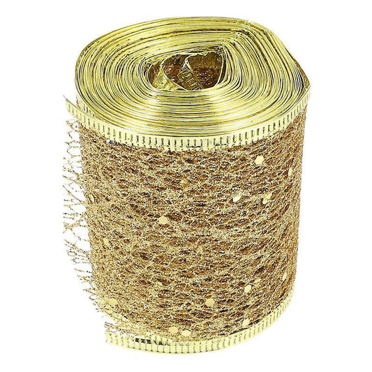 0.02X6.3X600CM Golden Ribbons & Trim 1 Roll Of Colored Glitter Mesh Ribbon Packaging Ribbon Delicate