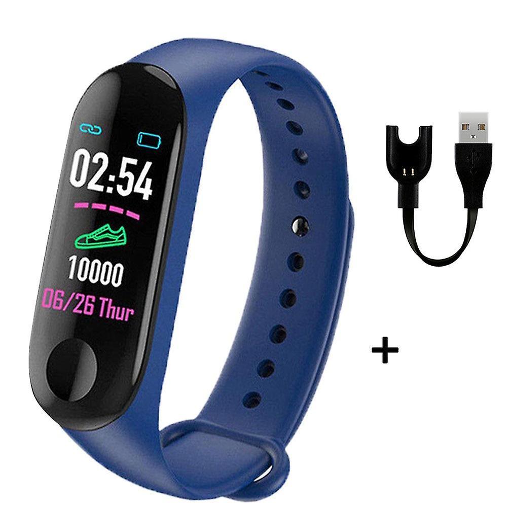 Blue M3 Plus Smart Bracelet Heart Rate Blood Pressure Health Waterproof Smart Watch