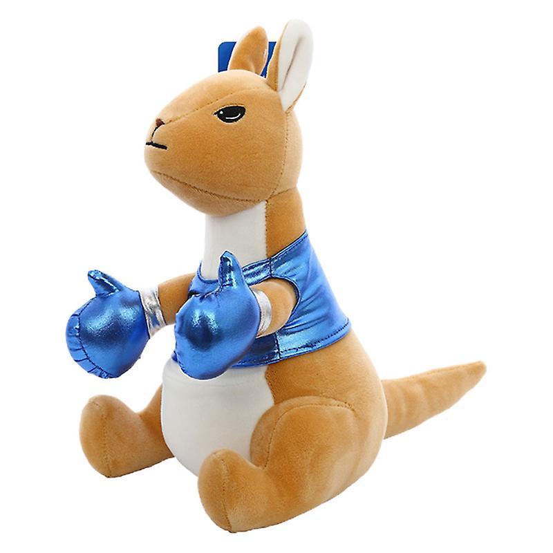 25x20cm Blue Stuffed Animals Boxing Kangaroo Doll Plush Toy Cartoon Home Decoration Adorable Kids Pl