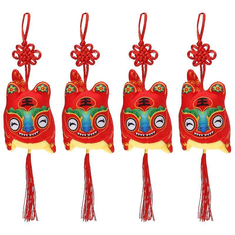 6.5X6CM Random Color Stuffed Animals 4pcs Chinese Zodiac Tiger Plush Toy New Year Tiger Hanging Orna