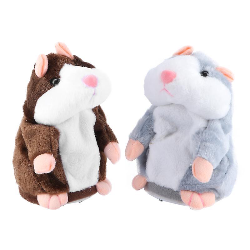 16X10CM Brown Grey Stuffed Animals 2pcs Talking Hamster Funny Plush Dolls Sound Recording Plush Toys