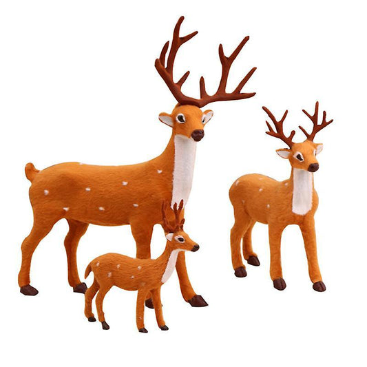 Orange Stuffed Animals 3pcs Plush Toy Simulation Deer Desktop Adornment Lovely Festive Gift (orange